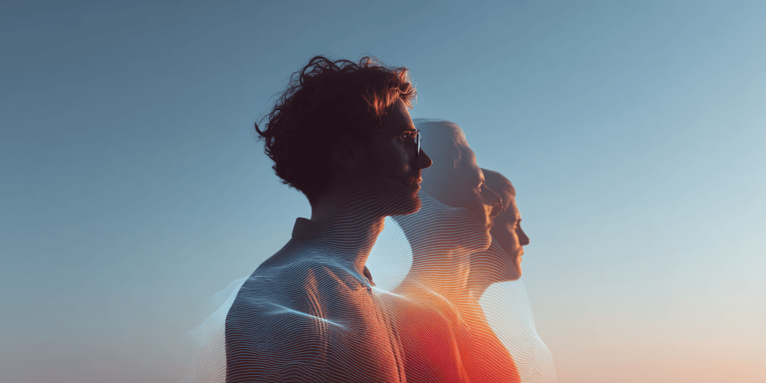 Overlaid silhouettes, mid-decision
